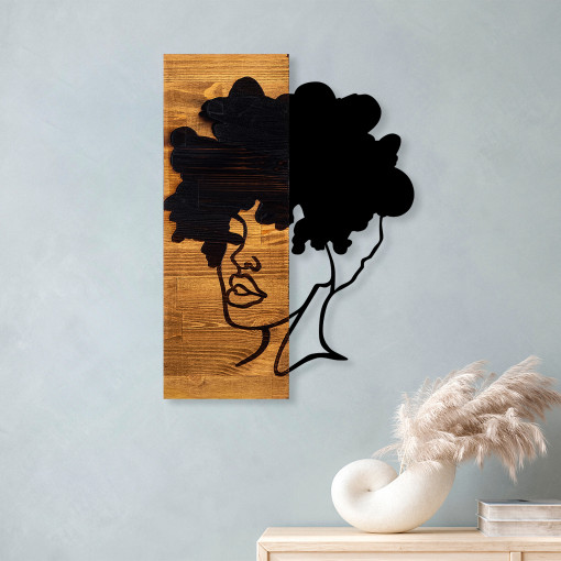Accesoriu decorativ de perete din lemn African Woman