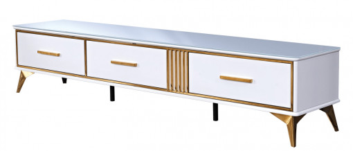 Comoda TV Laval alb/gold – H41 cm