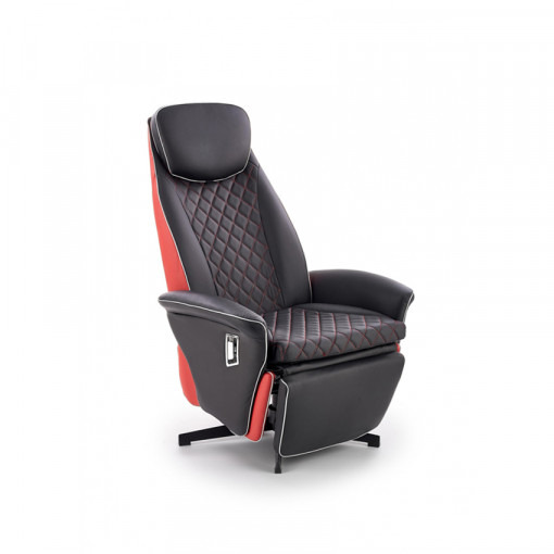Fotoliu recliner tapitat Camaro negru-rosu - H 112-86 cm