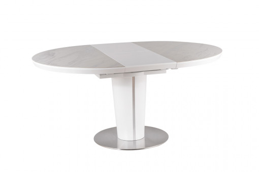 Masa Extensibila Orbit Ceramic Marmura Alba / Alb Mat – Ø120/160x76h