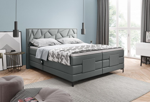 Pat tapitat tip boxspring Holme – 140/200, L210 x l153 x h111 cm