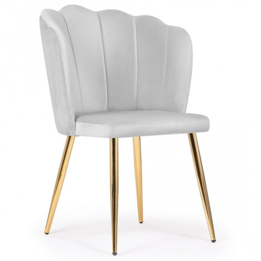Scaun tapitat Hilton gri picioare gold - H88 cm