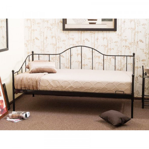 Pat divan metalic Dover negru - 90x200 cm
