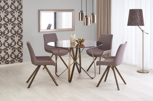Set masa rotunda sticla si metal Lungo + 4 scaune K290