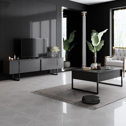 Set mobilier living Luxe antracit/negru
