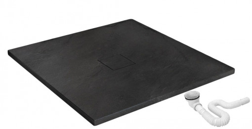 Cadita pentru dus Stone neagra – L90 x l90 cm