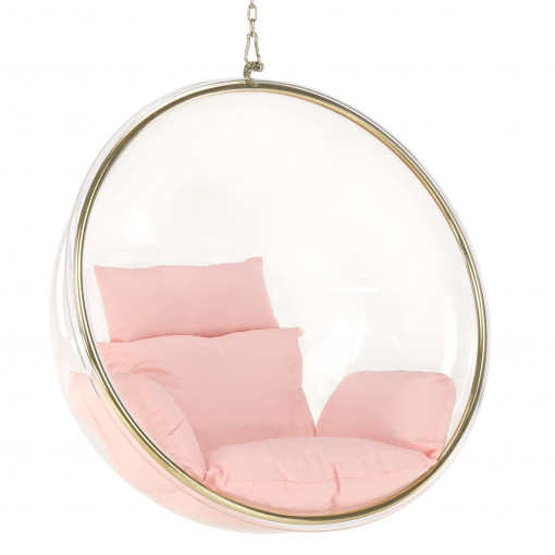 Fotoliu suspendat Bubble Tip1 transparent/auriu/roz