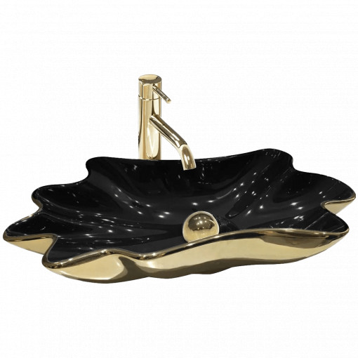 Lavoar Infinity ceramica sanitara negru / gold – 62 cm