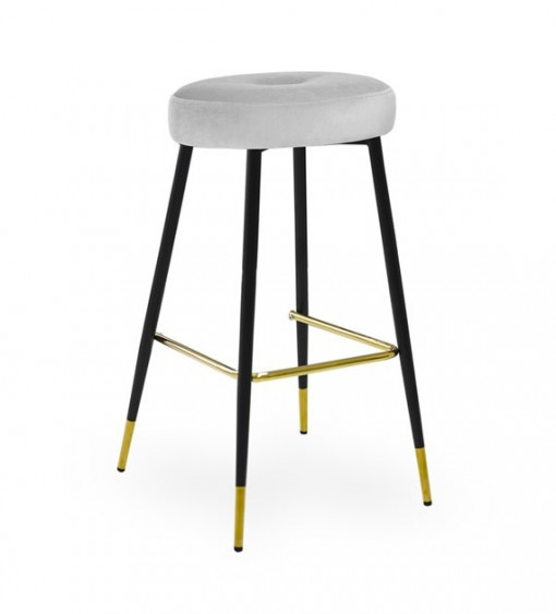 Scaun de bar Circo gri picioare negru/gold - H65 cm