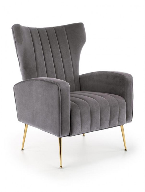 Fotoliu tapitat Vario velvet gri/gold – H 100 cm