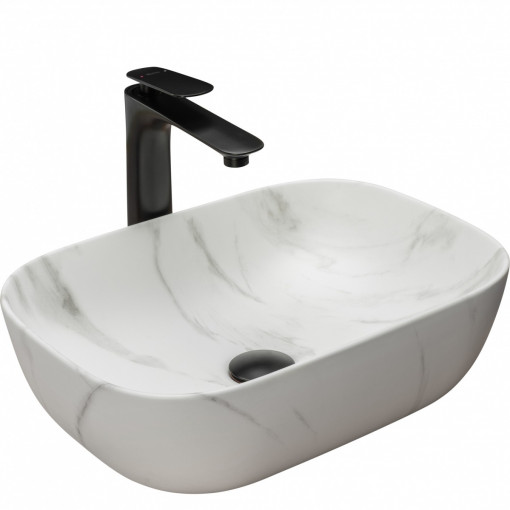 Lavoar Belinda Marmura Mat ceramica sanitara - 46 cm