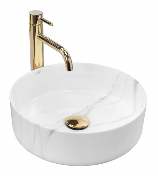 Lavoar Sami alb marmura lucios ceramica sanitara - 36 cm