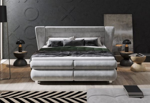Pat tapitat tip boxspring Valentino – 140/200, L212 x l233 x h112 cm