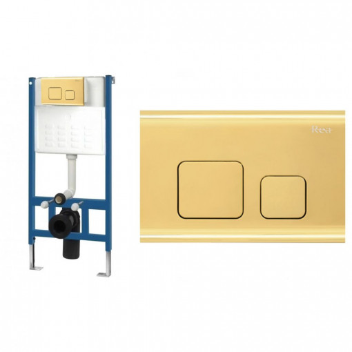 Set cu rezervor incastrat WC cu clapeta actionare F Light Gold