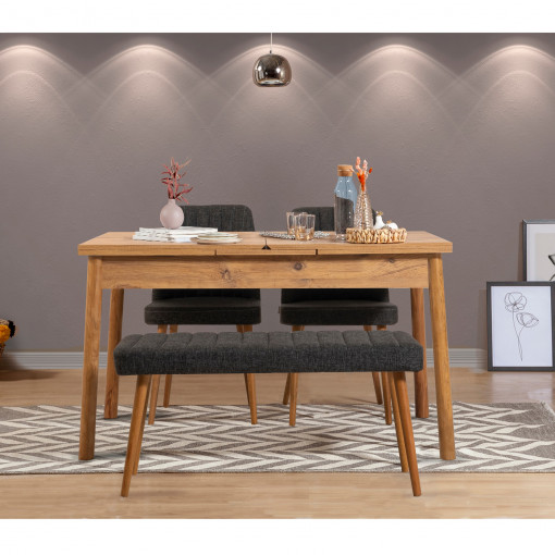Set masa extensibila si scaune (4 piese) Santiago Atlantice-Anthracite