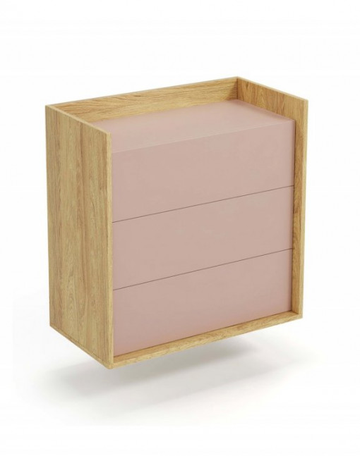 Comoda modulară Mobius S3 natur/roz - H83
