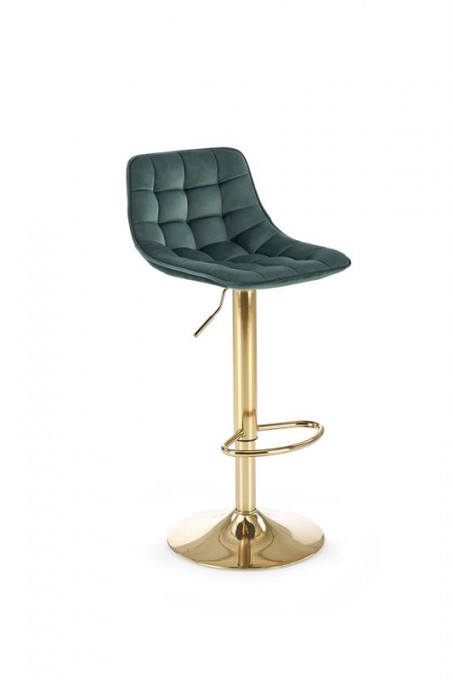 Scaun de bar H120 velvet verde/gold