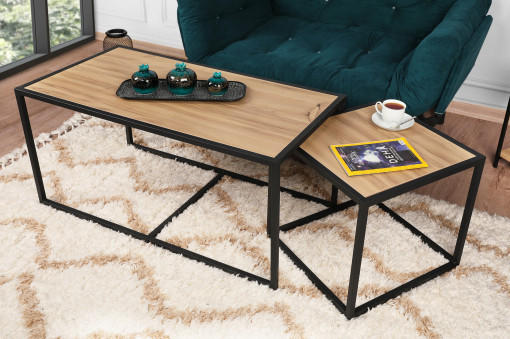 Set 2 masute de cafea Atlantis stejar/negru