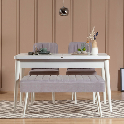 Set masa extensibila si scaune (4 piese) Vina 0701 - 3 - White, Grey