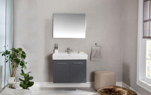Set mobilier de baie (3 piese) Carlsbad 80 gri