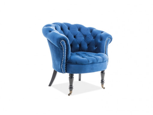 Fotoliu tapitat Philips Velvet Albastru – l87 x A59 x h83 cm