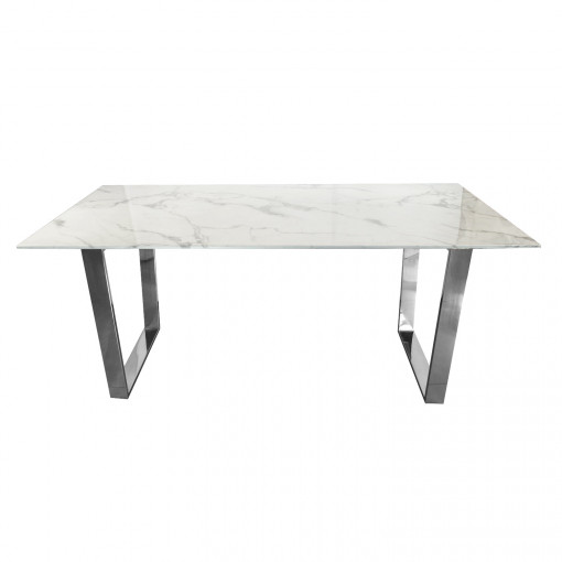 Masa Madera alb/silver marmura – 160/80/75 cm
