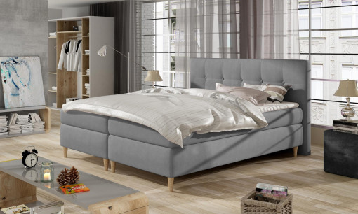 Pat tapitat tip boxspring Eden – 160/200, L213 x l168 x h107 cm