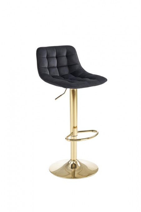 Scaun de bar H120 velvet negru/gold