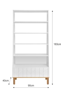 Biblioteca Toteme botanic alb/stejar H183 cm - Img 2