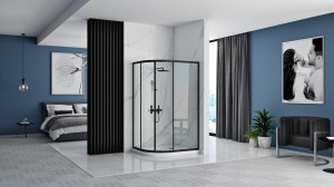 Cabina dus REA Look Black 80x100 + Cada de duș Look White - Img 2