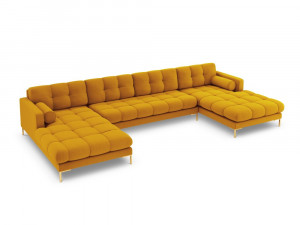 Coltar 7 locuri tapitat Bali picioare gold – L383 x l185 x h75 - Img 8