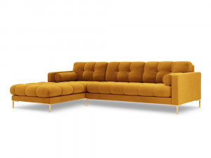 Coltar tapitat Bali 5 locuri velvet/picioare gold – L293 x l185 x h75 - Img 19