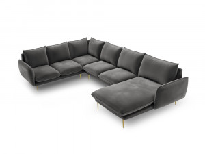 Coltar tapitat Vienna 7 locuri velvet/picioare gold – L330 x l235 x h95 - Img 13