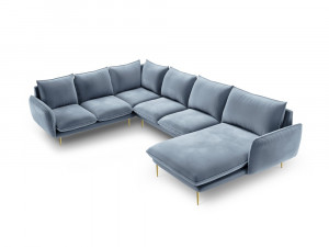 Coltar tapitat Vienna 7 locuri velvet/picioare gold – L330 x l235 x h95 - Img 18