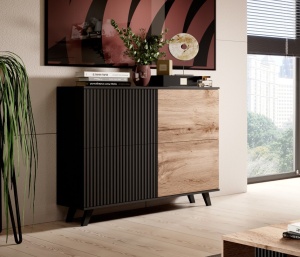 Comoda Random KM2 stejar wotan/negru - L100 x A40 x h95 cm - Img 10