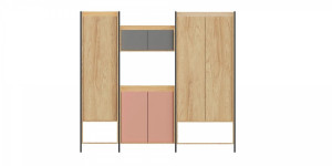 Dulap modular Mobius 2D natur/roz – H179 cm - Img 3