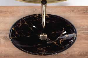 Lavoar pentru blat REA Pamela Black Marble Shiny - Img 5