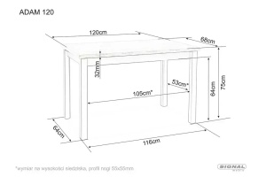 Masa Adam alb mat L120xl68 cm - Img 2