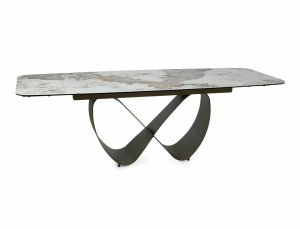 Masa extensibilă Infinity Ceramic alb lucios/cupru L160-240xl95 cm
