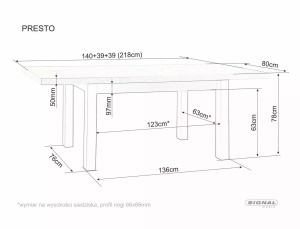 Masa extensibila Presto casmir/stejar cremona torro L140-218xl80 cm - Img 2