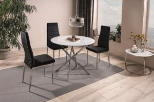 Masa rotunda Agis marmura alba/argintiu ø90/h71 cm - Img 3
