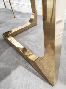 Masa Veneto rotunda alb/gold marmura – H76 cm - Img 2