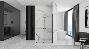 Paravan dus walk-in Cortis negru - 100x195 cm - Img 5
