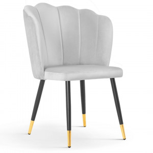 Scaun tapitat Hilton gri picioare negru/gold - H88 cm