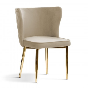 Scaun tapitat Modena bej picioare gold - H86 cm - Img 1