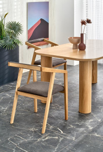 Set masa extensibila Elefante L160-240 cm + 6 scaune Azul 2 stejar natural/gri catifea - Img 3