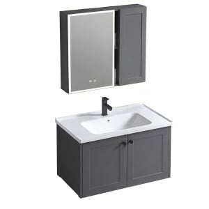 Set mobilier de baie cu lavoar Monti 60cm Grey - Img 5