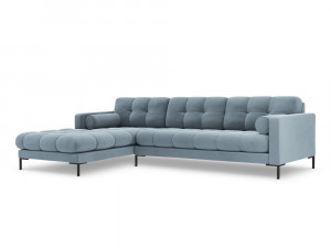 Coltar tapitat Bali 5 locuri velvet/picioare negre – L293 x l185 x h75 - Img 13