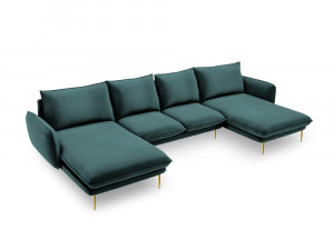 Coltar tapitat Vienna 6 locuri velvet/picioare gold – L350 x l170 x h95 - Img 5