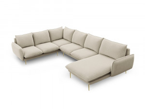 Coltar tapitat Vienna 7 locuri picioare gold – L330 x l235 x h95 - Img 4